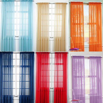 #ad 2 Piece Sheer voile Window Elegance Curtains drape treatment 63 84 length $7.23