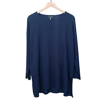 #ad Eileen Fisher Womens Relaxed Fit Crewneck Tunic T Shirt Blue Tencel Size S M $29.00