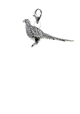 #ad B16 Standing Pheasant on a 925 stamped sterling Silver lobster clasp and hoop GBP 8.95