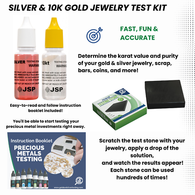 #ad #ad GOLD SILVER TEST ACID Kit 10k .999 .925 Sterling Testing Stone Detect Tester $13.59