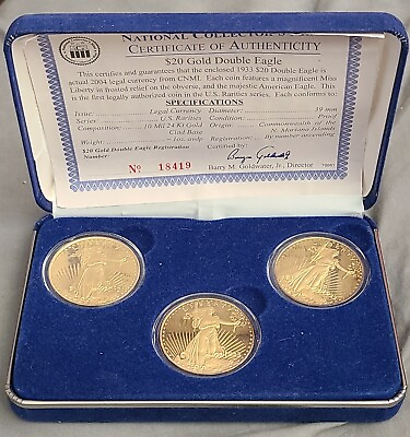 #ad National Collector#x27;s Mint Double Eagle Tribute 3 Coin Proof Set OGP $79.99