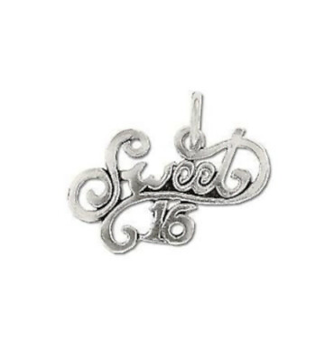 #ad Sterling Silver Phrase Sweet 16 Charm Pendant $8.99