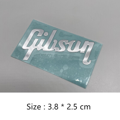 #ad 2Pcs Custom GIBSON Electric Guitar Headstock Self Adhesive Metal Stickers Silver $19.99