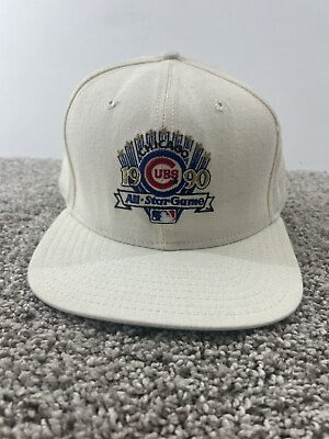 #ad Chicago Cubs 1990 MLB All Star Game Snapback White Hat Wrigley Field $49.88