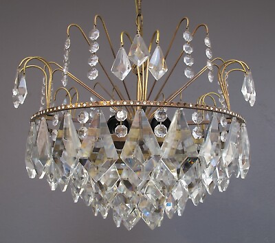 #ad Antique Vintage Brass Crystal French Chandelier Lighting Ceiling Lamp Light $500.00