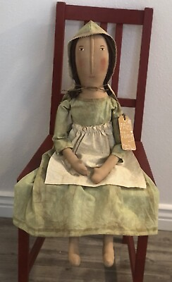 #ad Large 34quot; Primitive Doll Folk Art Cloth Doll Prairie Doll $95.00
