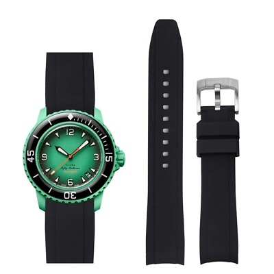 #ad Black Fifty Fathoms Blancpain X Swatch Five Oceans Rubber Watch Strap $29.99