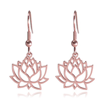 #ad Lotus Flower Stainless Steel Dangle Earrings $17.99