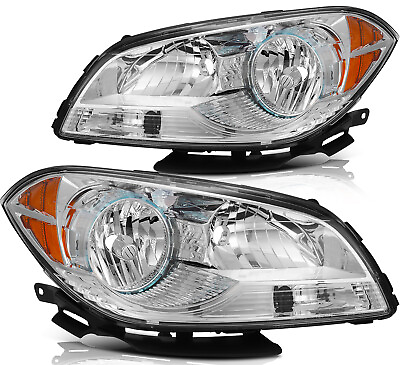 #ad Fit For 2008 2012 Chevy Malibu Headlight Assembly Headlamp Chrome Left Right $75.99