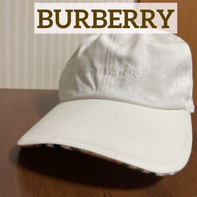 #ad Burberry Golf Cotton Baseball Cap White Point Check Logo Women Accessory Used $103.00