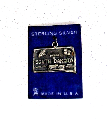 #ad Vintage South Dakota State Souvenir Travel Bracelet Charm Sterling Silver NOC $4.99