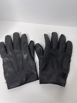 #ad Coach Men#x27;s 100% Cashmere Lined Basic Nappa Black Leather Gloves XL $49.95