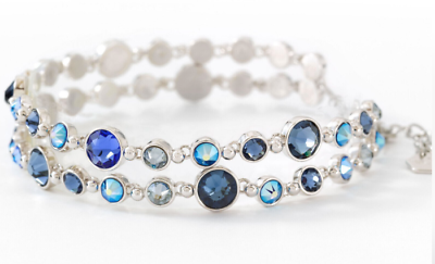 #ad Touchstone Crystal Jewelry By Swarovski Glam Bracelet Blue $94.95