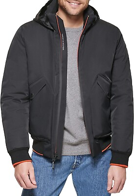 #ad Tommy Hilfiger Men’s Performance Bomber Jacket Black Size L w Hood $139.99