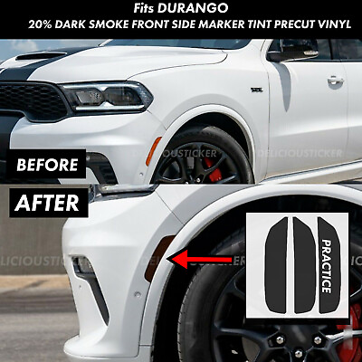 #ad For 2021 2024 Durango Smoke Front Side Markers Precut Tint Overlay Vinyl Decals $13.61