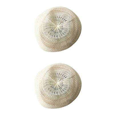 #ad 2pcs Spring Summer Beret Hat Vintage Hollow out Hat Vacation Woven Travel $19.43