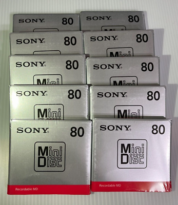 #ad NEW Sony MD Blank Minidisc 80 Minutes Recordable MD MDW80T 10 disk set $36.99