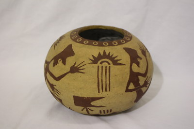 #ad 1976 MARILYN ANDREWS Contemporary Ceramic Pottery Natural TRIBAL 8quot; Bowl Jar $399.99
