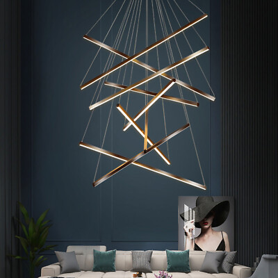 #ad Nordic Style Multi Ceiling Lighting Linear Shade Pendant Light LED Chandelier $269.00