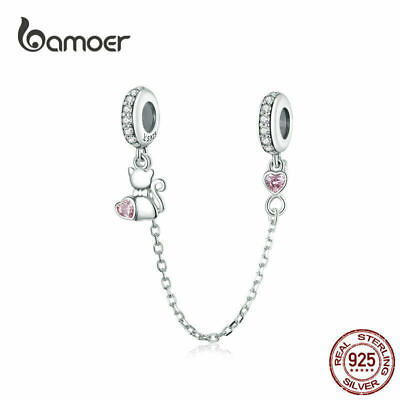 #ad BAMOER Women European CZ Charm 925 Sterling Silver Love cat Fit Bracelet Jewelry $14.74
