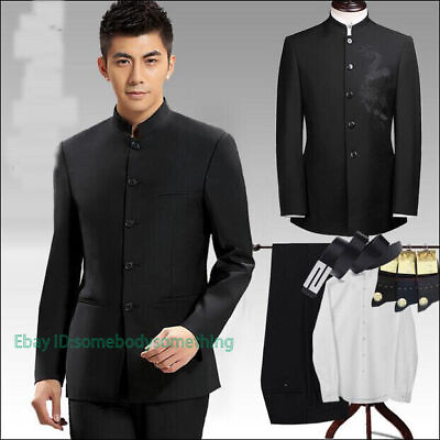 #ad New Men 2pcs Suit Chinese Tunic Slim Fit Casual Style Formal Wedding Suit S 4XL $49.75