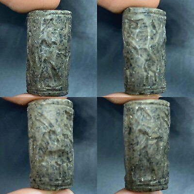 #ad Wonderful Antique Near East Old Stone Cylinder Bead Seal Circa 250BC $40.00