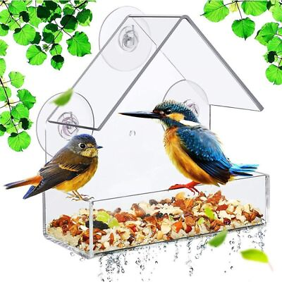 #ad #ad Bird Feeder Acrylic Transparent Window Bird Feeder Tray Bird House Pet Feeder $12.28