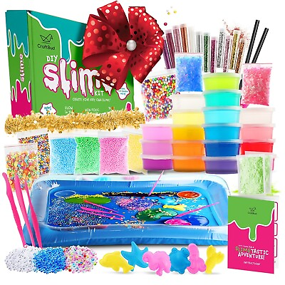 #ad Slime kit for Kids 18 Color Slime Making kit Glitters Foam Balls Beads Play Tray $28.99