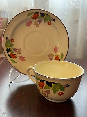 #ad Crocus Pattern Cup and Saucer Set by Hall Superior China $16.00