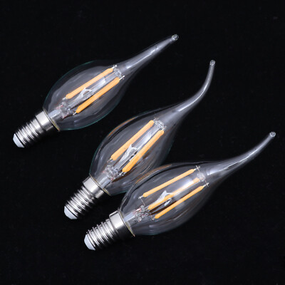 #ad 3 Pcs Vintage Chandelier Low Watt Light Bulbs Candle Pull Tail $13.49