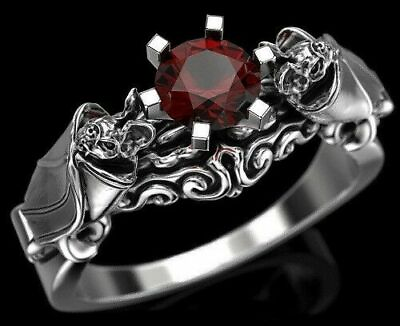 #ad 1.25 CT Round Cut Ruby Lab Created Engagement Anniversary Ring 14k White Gold $267.60