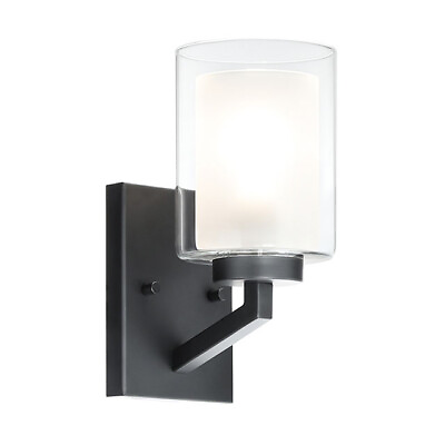 #ad Modern 1 Light Wall Sconce Black Bathroom Vanity Lighting Dual Glass Hallway $38.99
