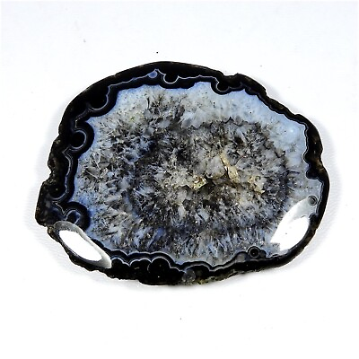 #ad Black Slice Agate Druzy Gemstone Loose Geode Natural Cabochon 388 Cts #10033 $24.36