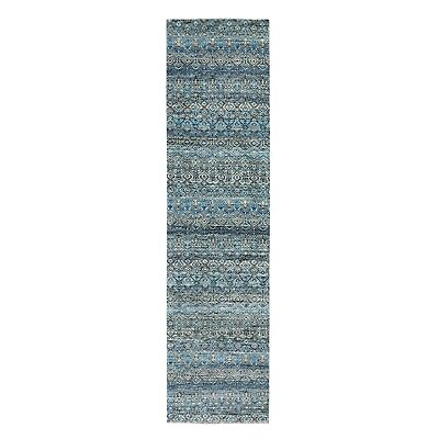 #ad 2#x27;6quot;x10#x27; Blue Hand Knotted Kohinoor Herrita Design 100% Wool Runner Rug R79493 $926.10