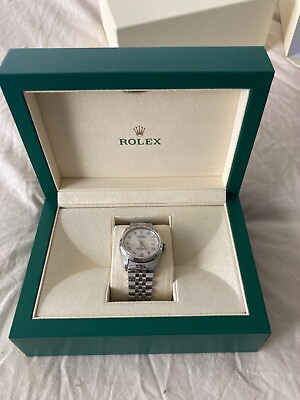 #ad MENS ROLEX DATEJUST 18K WHITE GOLD amp; STAINLESS STEEL SILVER DIAMOND DIAL WATCH $4350.00