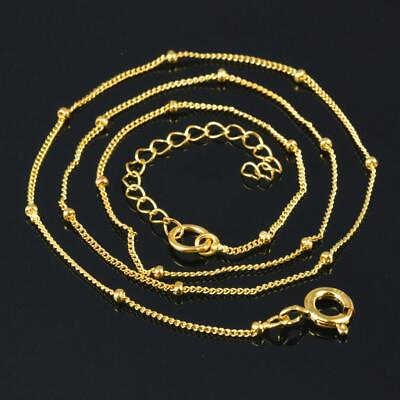 #ad 16” Curb Chain Necklace 18K Gold Vermeil on Sterling Silver with Extender 2.15g $39.00