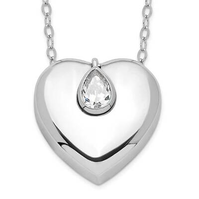 #ad Sterling Silver Rhodium CZ Missing You Ash Holder 18in. Necklace 18quot; $248.70