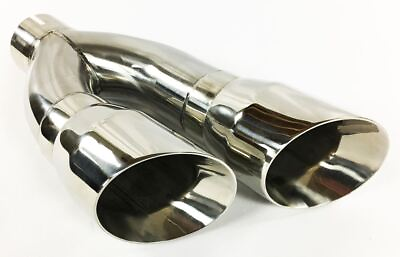 #ad Exhaust Tip 3.00quot; Inlet 4.00quot; Outlet 16.00quot; long Dual Slant Angle Stainless Stee $119.00