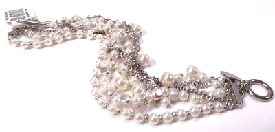 #ad Ann Taylor LOFT Women#x27;s Fresh Water Pearl Layer Bracelet NWT 29.5 $11.00