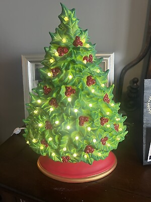 #ad Ceramic Christmas Tree Holly 17 Inches Tall Special Sale $145.00