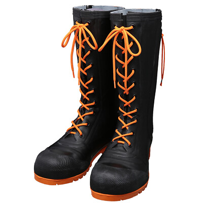 #ad SHIBATA Rubber Safety Lace up Waterproofing Boots HSS 001 AB110 BK ORG $249.00