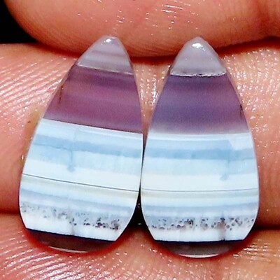 #ad 14.20CTS 11X20X4mm A 100% Natural BLUE OPAL Pair African PEAR Cabochon Gemstone $11.03