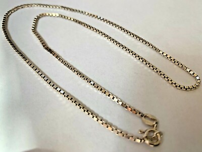 #ad vtg 925 Italy STERLING SILVER CHAIN necklace GBL box link strand round clasp 15quot; $47.99
