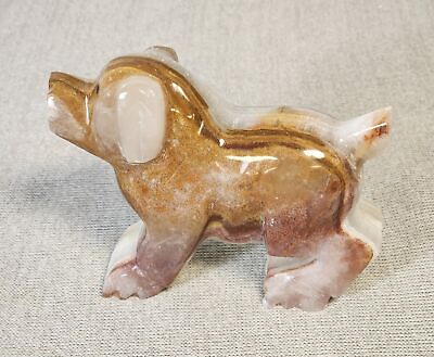 #ad Collectible Animal Dog Brown Figurine Marble Onyx Handmade Desk Mantel $19.95