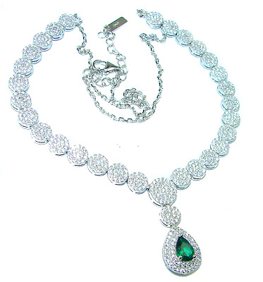 #ad Timless Treasure Emerald .925 Sterling Silver handcrafted necklace $156.42