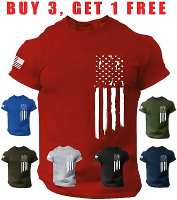 #ad American Flag USA T shirt Patriotic T Shirt Military Veteran tee Shirt S 3XL $13.90
