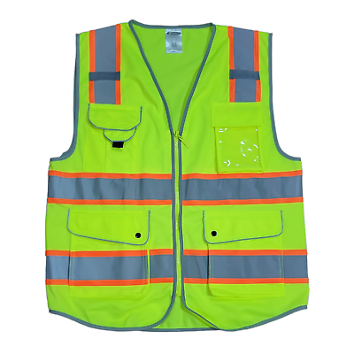 #ad Safety Mens Reflective Vest Yellow ANSI ISEA 107 2015 Size L $13.99