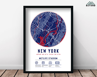#ad New York Giants Metlife Stadium Minimalist Map Print Poster NFL Sport Gift NY $59.99