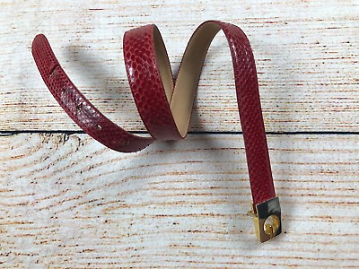 #ad Womens Red snake skin leather belt gold Christopher Roberts vintage 33quot; $14.99