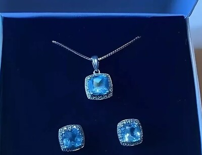 #ad New 3pcs Aquamarine Gemstone Box Necklace Set Us Seller Hurry 1 Available. $399.00